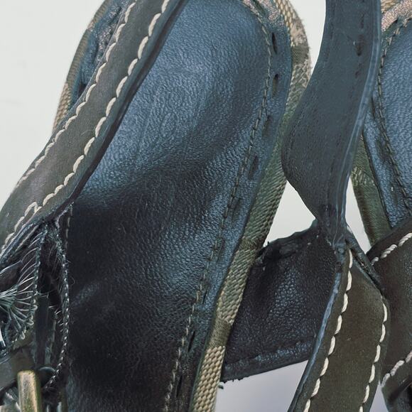 Coach Sheena Brown Leather & Wood Open Toe Heeled Platform Sandal Women's 8 B - Picture 11 of 14